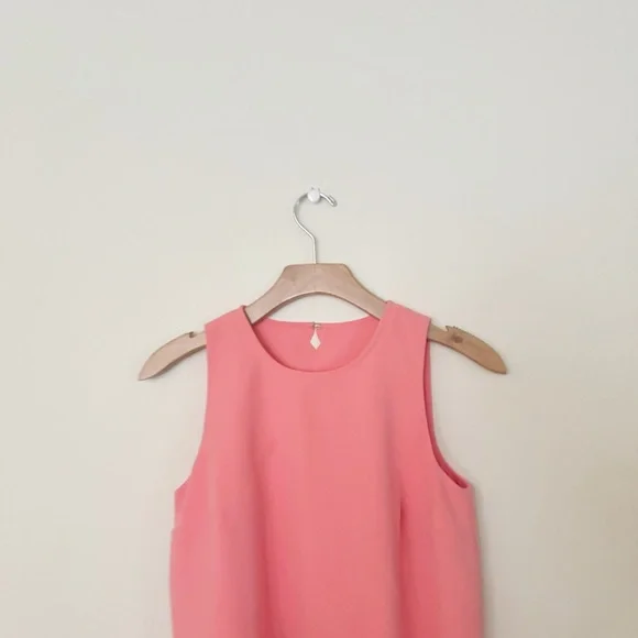 LOFT Womens Split Hem Scallop‎ Dress Pink Tiered Mini Size 0 - Picture 2 of 7